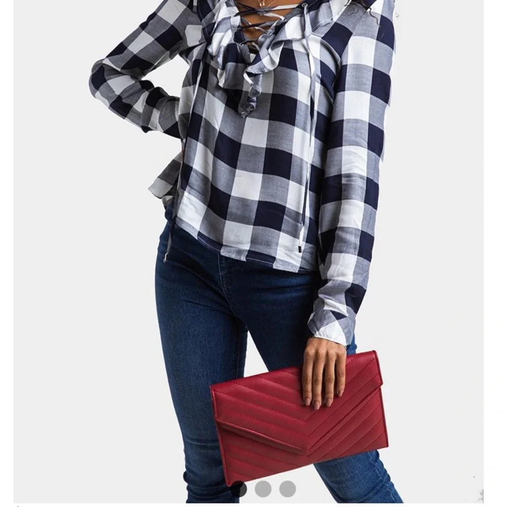 NWT Francescas Quilted Envelope Clutch with Chain